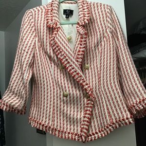 Tweed blazer. RED AND WHITE G BY GUILIANA